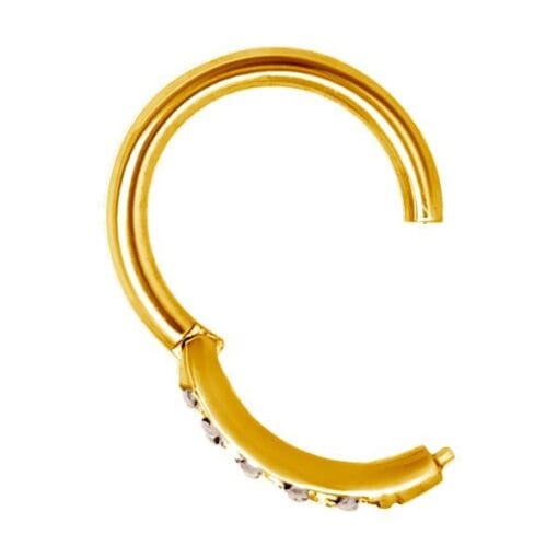 Aro con baño de oro 24 Kt. y Zirconias de Swarovski® rosa - Imagen 2