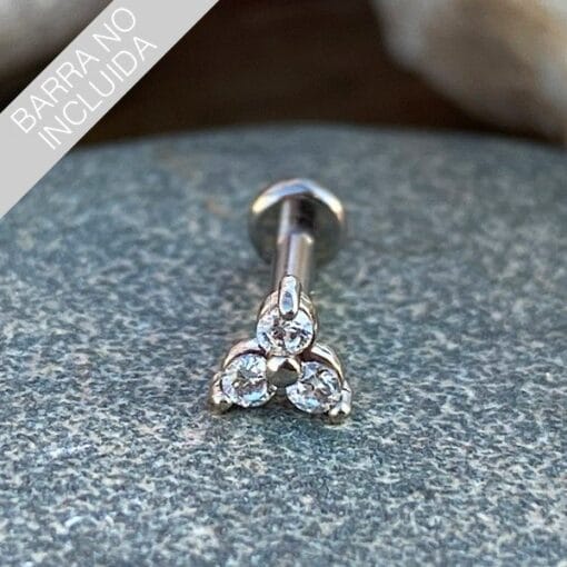 Trinity de oro blanco macizo con Zirconias - Imagen 2