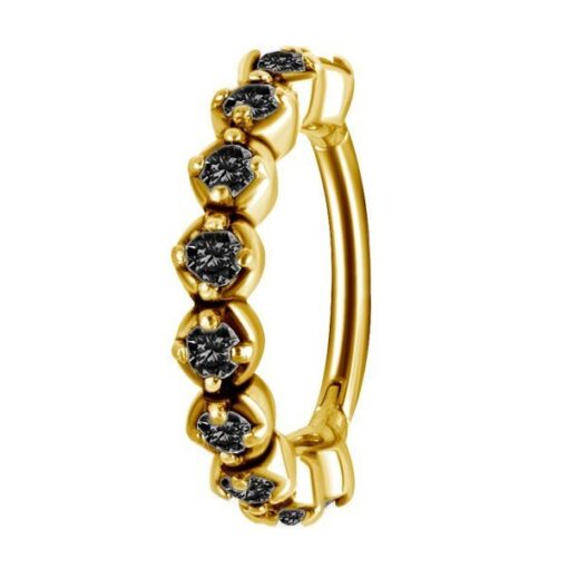 Aro con baño de oro 24 Kt. y 10 Zirconias negras