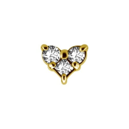 Top con baño de oro 24 Kt. con forma de corazón y 3 Swarovski®