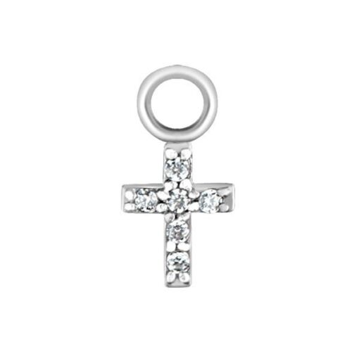 Charm de acero 316L. Cruz con Zirconias