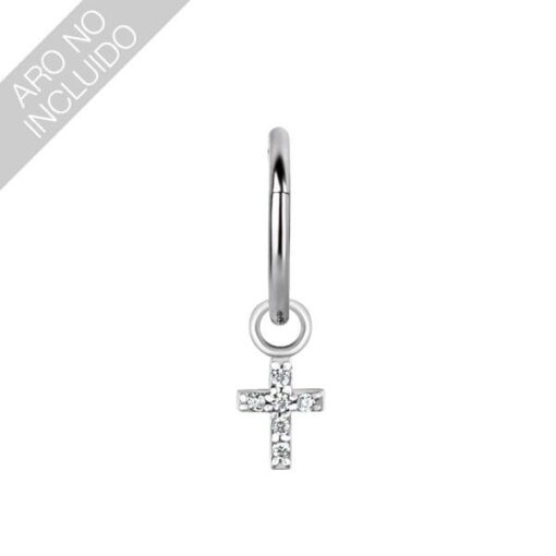 Charm de acero 316L. Cruz con Zirconias - Imagen 2