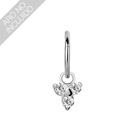 Charm de acero 316L. Trinity con Zirconias - Imagen 2