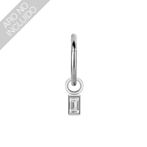 Charm de acero 316L. Zirconia corte baguette - Imagen 2