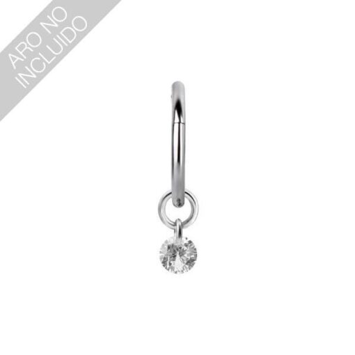 Charm de acero 316L. con 1 Zirconia corte diamante - Imagen 2