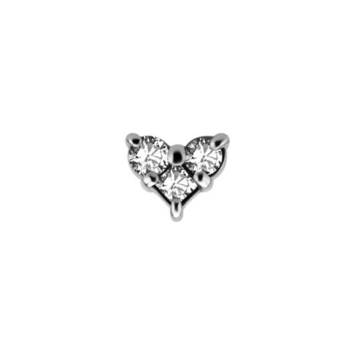 Top de acero 316L con forma de corazón y 3 Swarovski®