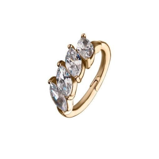 Aro de oro macizo de 14 Kt. con 3 Zirconias