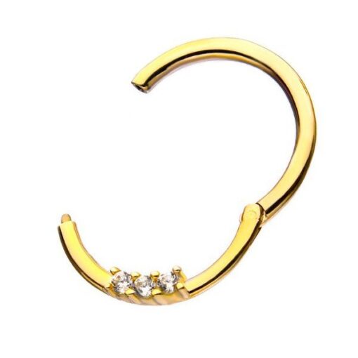Aro de oro macizo 14 Kt. con 3 Zirconias cúbicas - Imagen 2