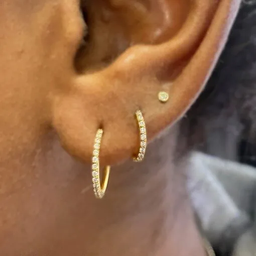 Aro con baño de oro 24 Kt. y Zirconias de Swarovski® rosa - Imagen 3