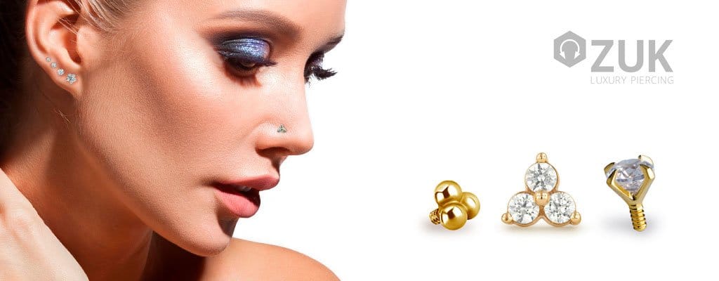 Piercing nostril y septum de oro 18 Kt.