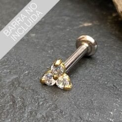 Trinity de oro macizo 18 Kt. y 3 Swarovski® push pin