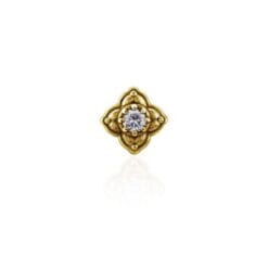 Top con baño de oro 24 Kt. con forma de flor y 1 zirconia cúbica