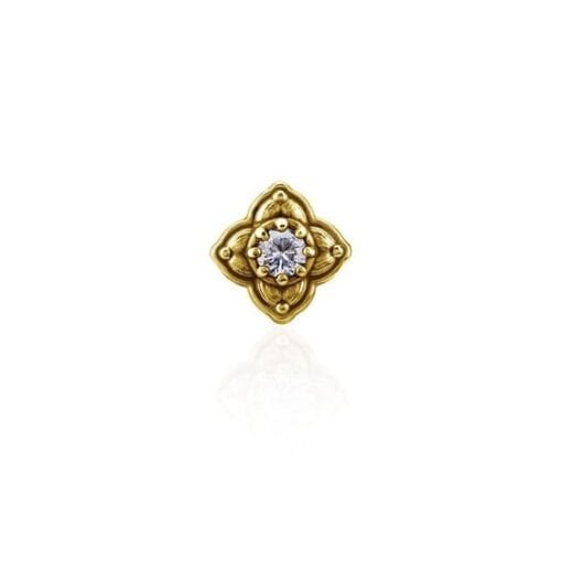 Top con baño de oro 24 Kt. con forma de flor y 1 zirconia cúbica