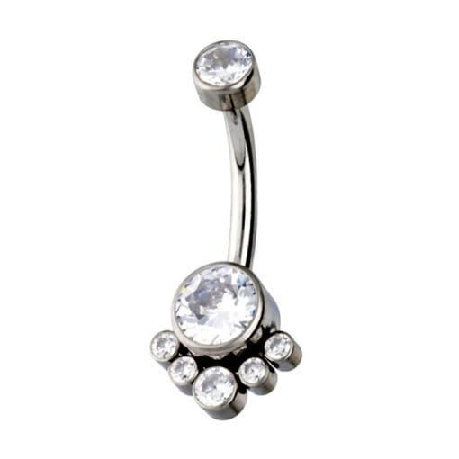 Piercing de ombligo con 9 zirconias - Imagen 4