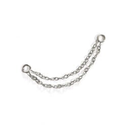 Cadena doble de acero quirúrgico para piercing de oreja