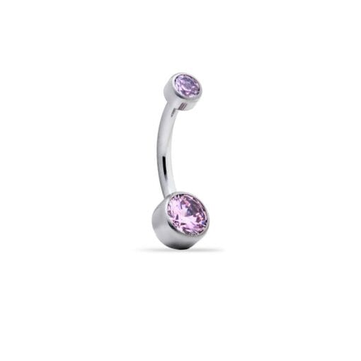 Piercing de titanio para ombligo con zirconias rosas