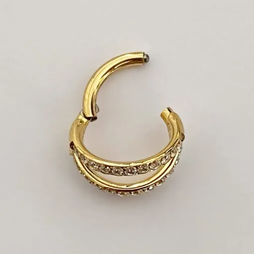 Aro de titanio con baño de oro y zirconias para hélix - Imagen 3