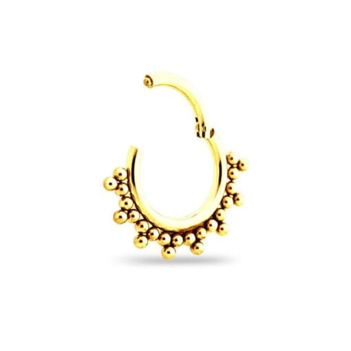 Aro clicker de titanio con baño de oro, estilo tribal con 1 línea de filigranas - Imagen 2