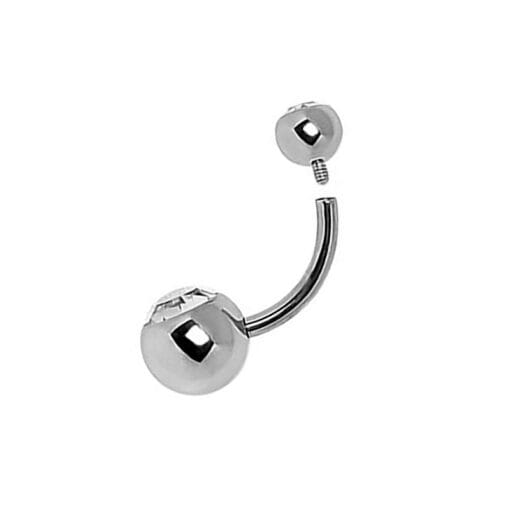 Piercing de ombligo de titanio con 2 zirconias - Imagen 2