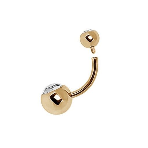 Piercing de ombligo de titanio con baño de oro y 2 zirconias - Imagen 2