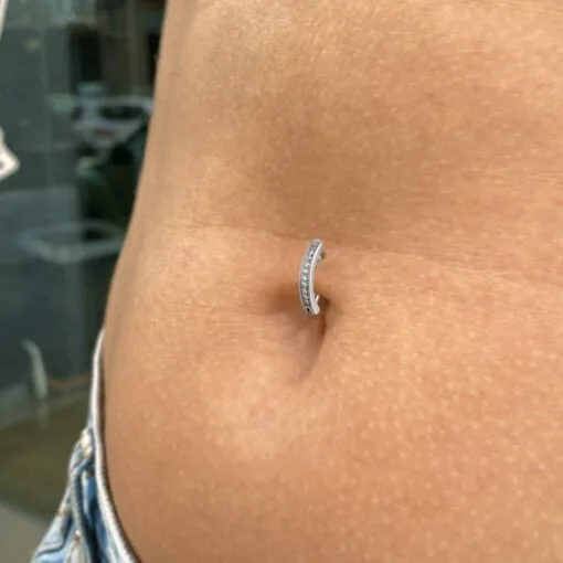 Clicker de ombligo con zirconias blancas - Imagen 2