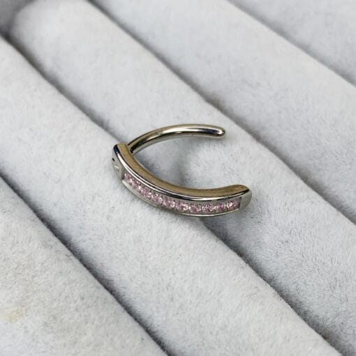 Clicker de ombligo con zirconias rosas - Imagen 3