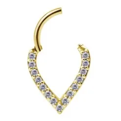 Alternative view of Clicker en V con baño de oro 24 Kt. y zirconias