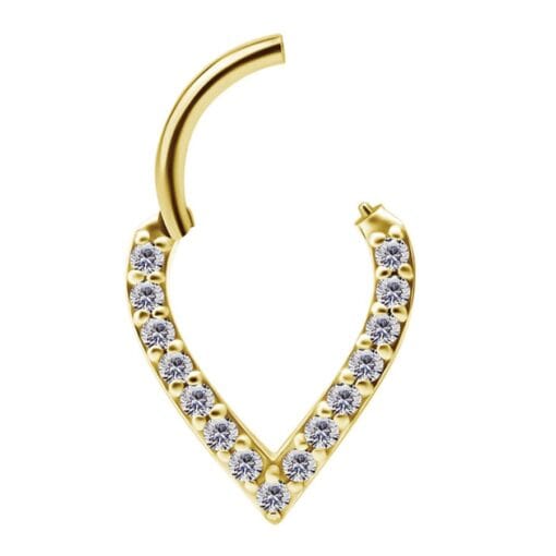 Clicker en V con baño de oro 24 Kt. y zirconias - Imagen 2