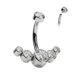 Piercing de ombligo con 6 zirconias